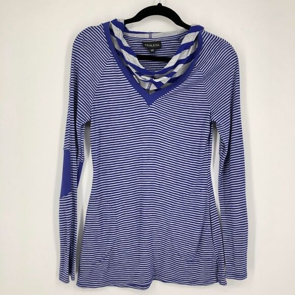 ATHLETA Striped Cowl Neck Hoodie Top - Picture 1 of 10